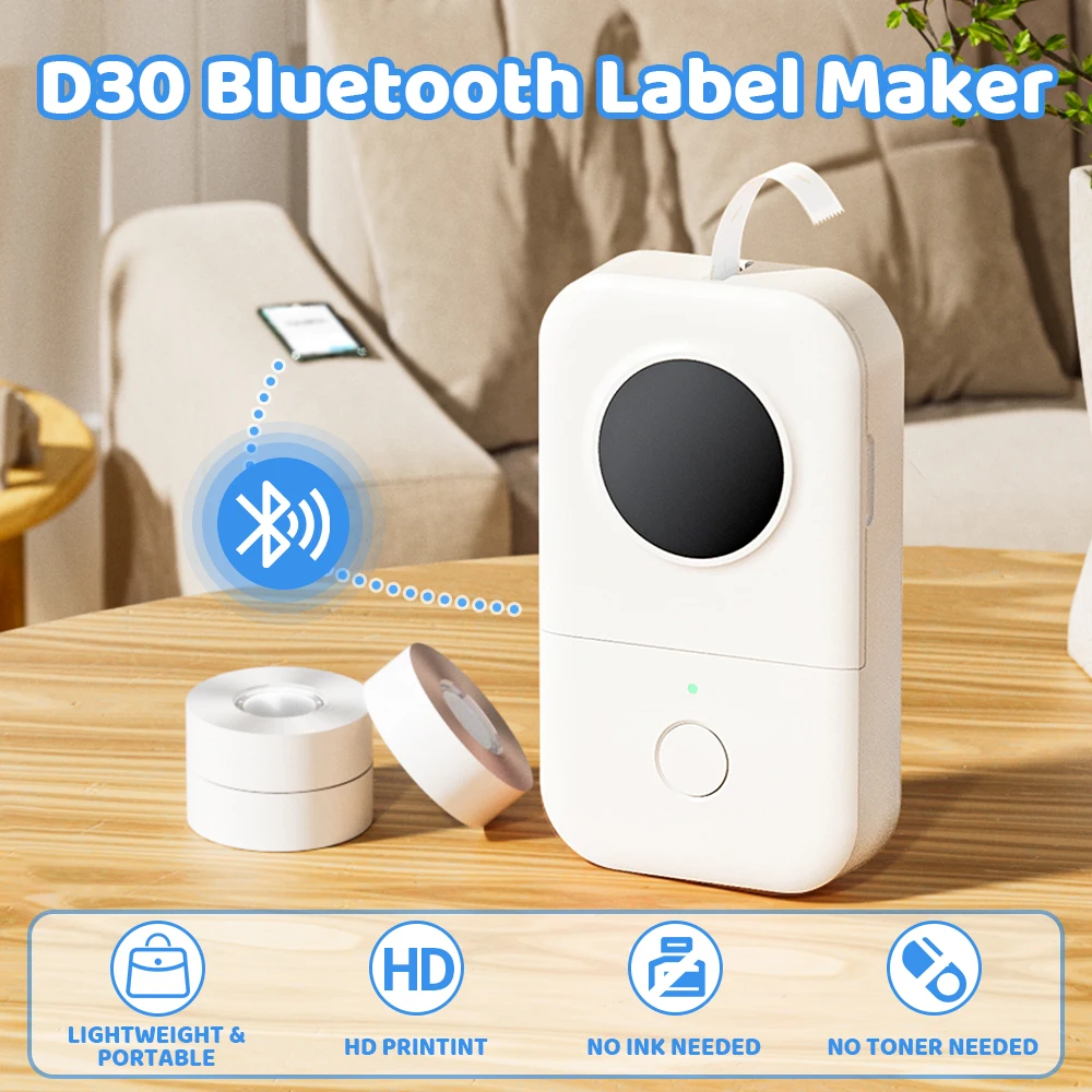 

Portable Wireless Bluetooth Phomemo D30 Sticker Label Maker Mini Handheld Thermal Printer many Templates Inkless for Home Office