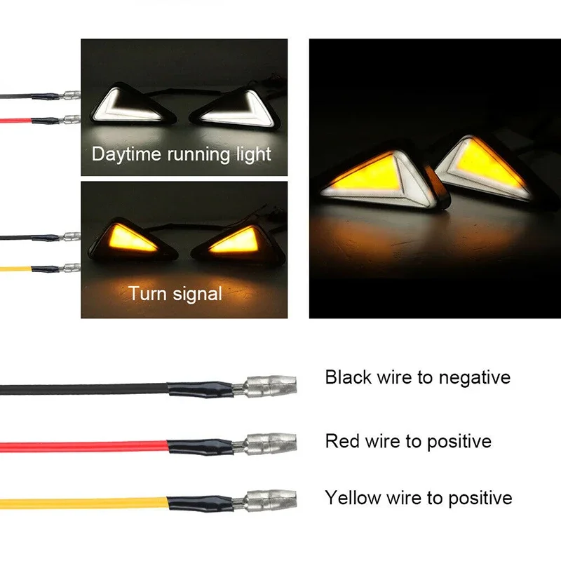 Universal Motorcycle Turn Signal Lights Triangle Flush Mount LED 12V Side Signal Lamp Flasher Indicators Refit Lamp Accessories