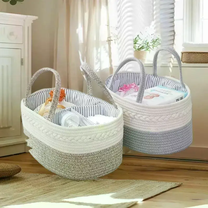 حقيبة تنظيم حفاضات الأطفال من القطن المنسوج، حقيبة متعددة الأغراض، سلة وضع الفئة #2