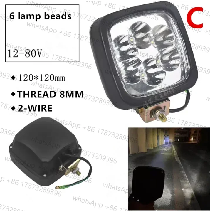 Forklift 4-Bead 6-Bead 9-Bead 16-Bead LED Ultra Bright Headlights 12V-24V 12V-48V 12V -80V THREAD 8MM