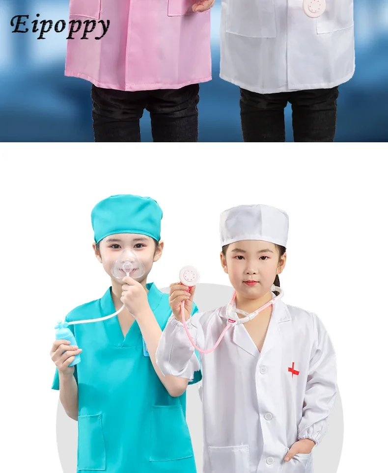 ثوب جراحي للأطفال مضاد للوباء ، معطف أبيض للطبيب الصغير ، فستان محترف لممرضة فتاة ، ملابس أداء
