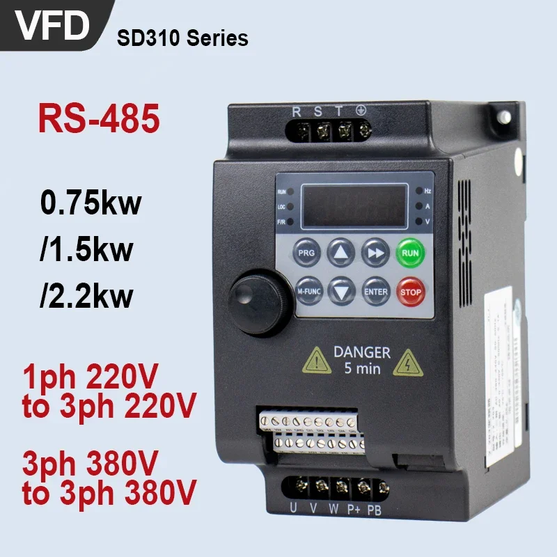 Hars VFD 0.75/1.5/2.2KW Converter 220V 380V Variable Frequency Drive 1phase/3phases Inverter 1HP/2HP/3HP Motor Speed Controller