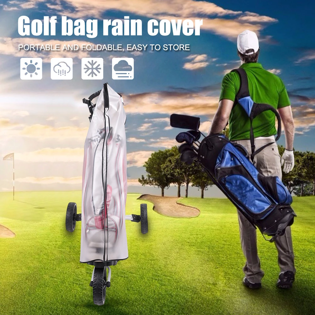 PVC Golf Bag Rain Cover Transparent Dustproof Golf Bag Protector Waterproof Golf Trolley Rain Bag