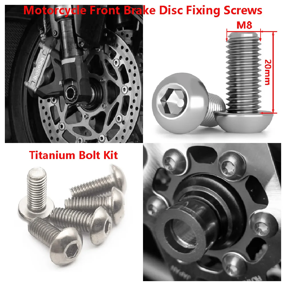 

For Ducati V4 V2 MULTISTRADA 950 1200 Enduro 1260 Pikes Peak Motorcycle Front Brake Disc Fixing Bolt Set M8X20mm Titanium Screws