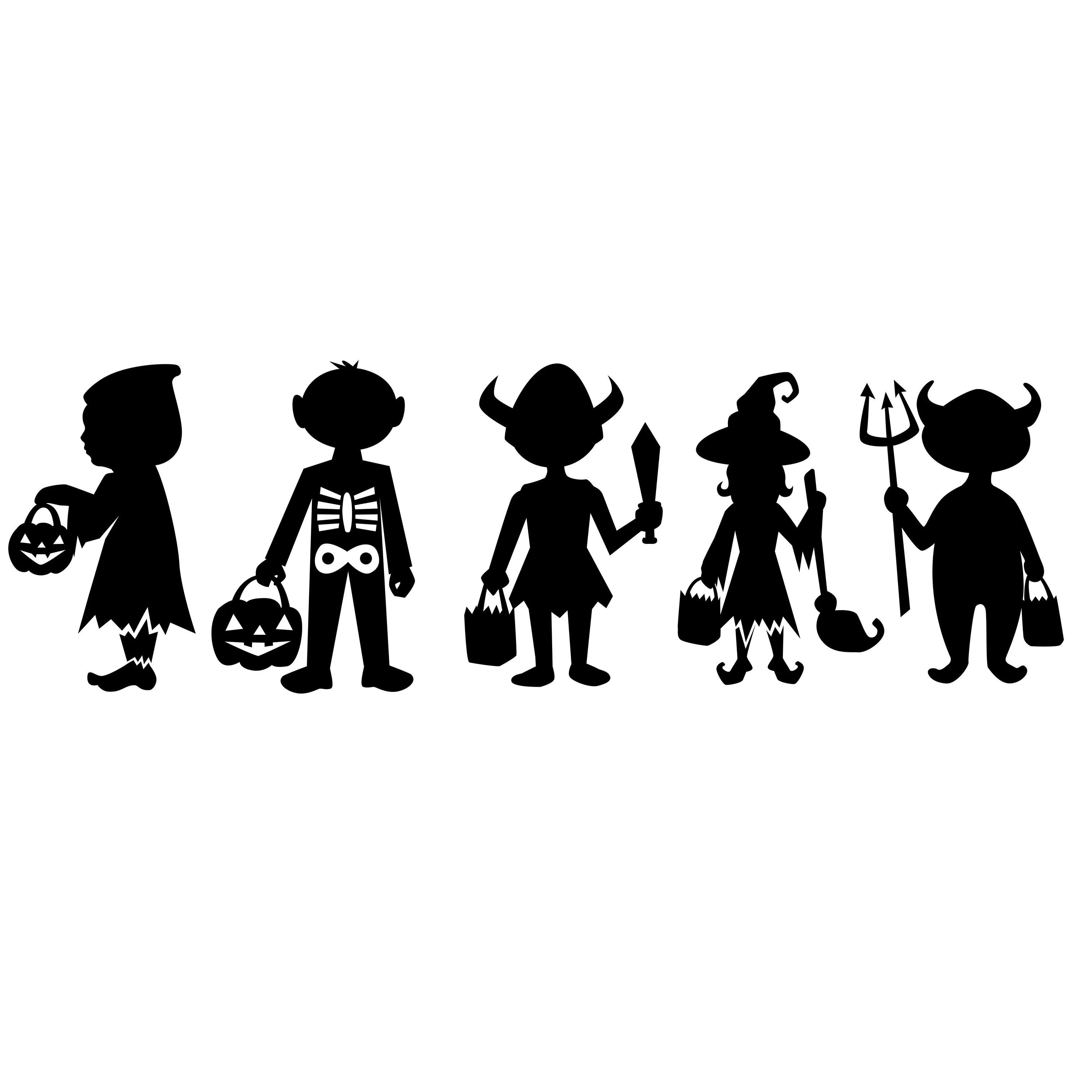 Halloween Children Trick Or Treat Silhouette Metal Cutting Dies For Card Making Scrapbooking DIY Paper Craft Gift 2023 New