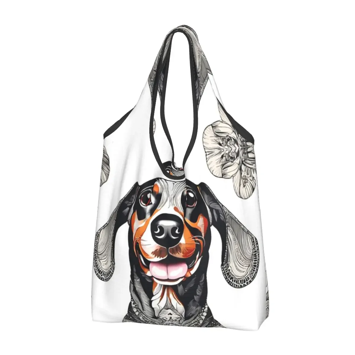 

Dachshund Tattoo Portable Tote Shopping Bags Foldable Shopper Bag Grocery Handbag Shoulder Bag