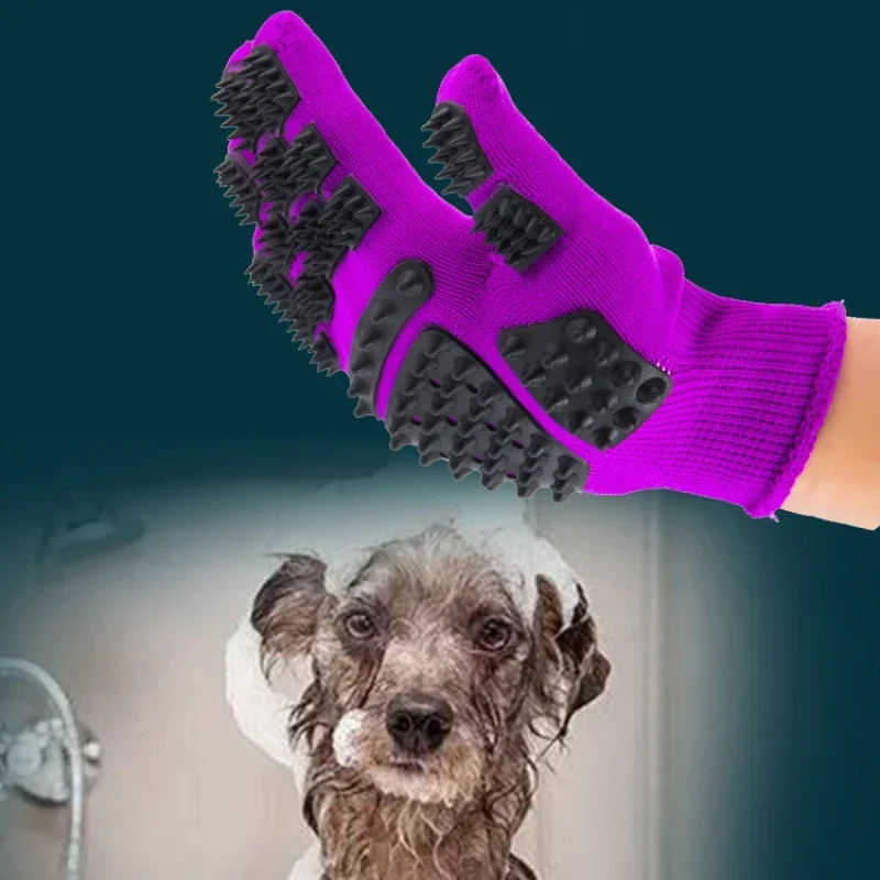 

1PC Pet Hair Grooming Gloves Cat & Dog Grooming Cleaning Bathing De-fluffing Anti-Scratch & Bite Five Fingers Pet Supplies
