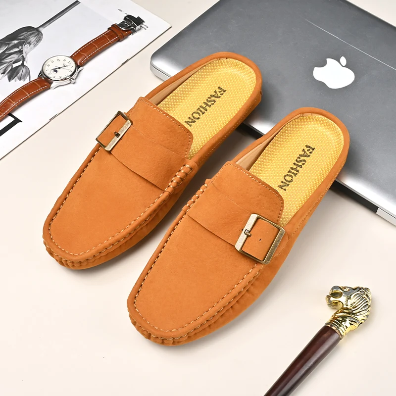 Plus Size 38-48 Mules Men's Slide Sandals Slip-on Shoes Half Slippers Backless Flat Sneakers Breathable Open-back Casual Shoes