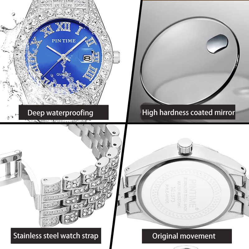 Classic Retro Watch For Women Men Fashion Rhinestone Band Quartz Wristwatch Ins Style Diamond Inlaid watch with Multiple Colors