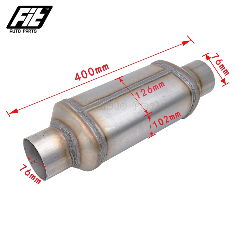 Universal Stainless Steel Exhaust car auto Resonator Internal spiral muffler pipe 3 inch intake