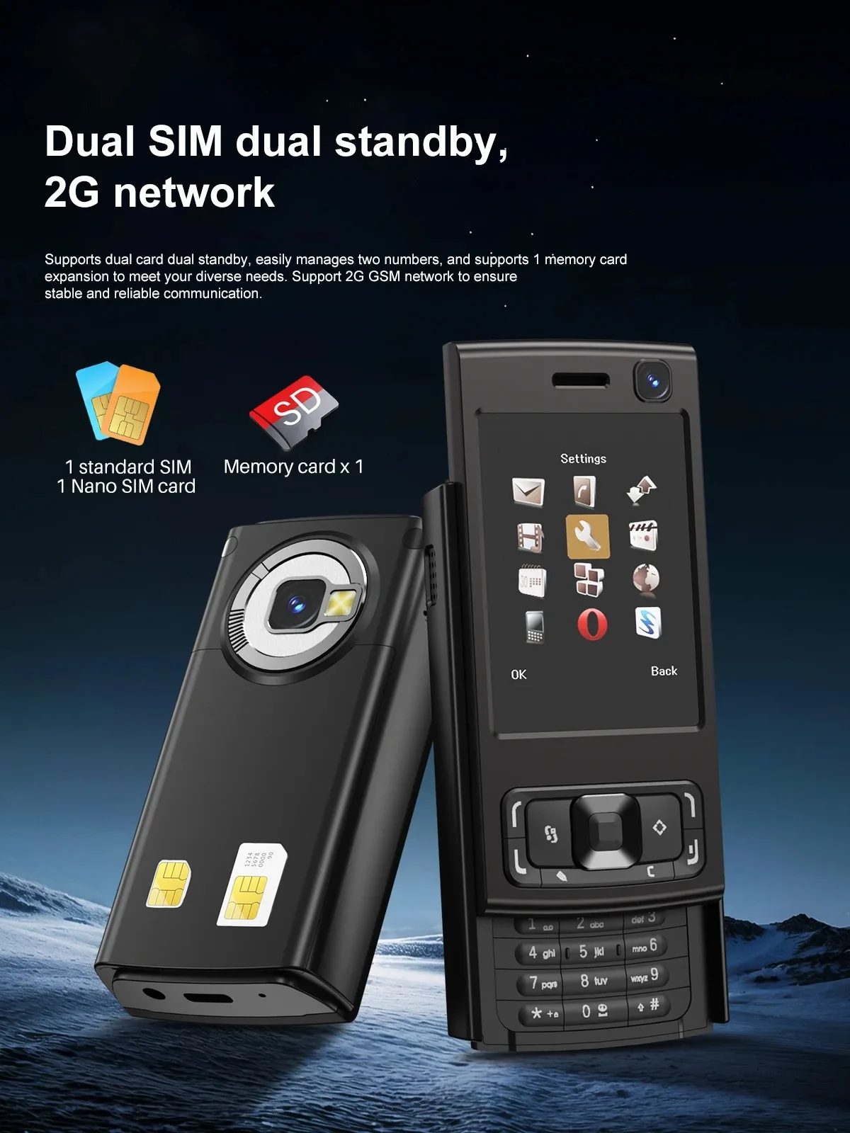 N95 Pro 2G Mini CellPhone 2.0inches Dual SIM Daul Standby GSM Mobile Phone Flashlight FM Radio Bluetooth Stylish Slider Phone