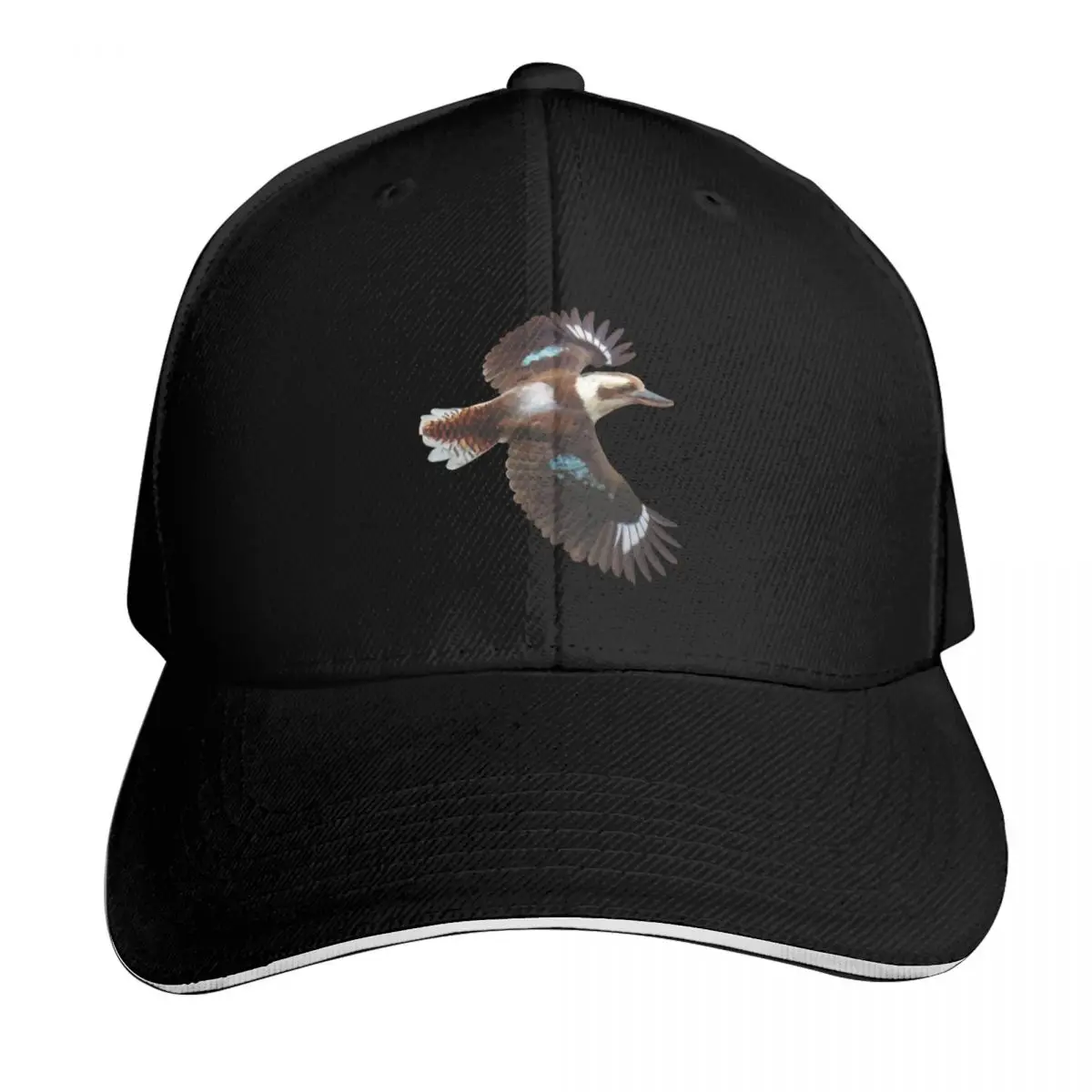 Flying Kookaburra, an Australian icon. Flashing it’s blue plumage, realistically illustrated. Baseball Cap