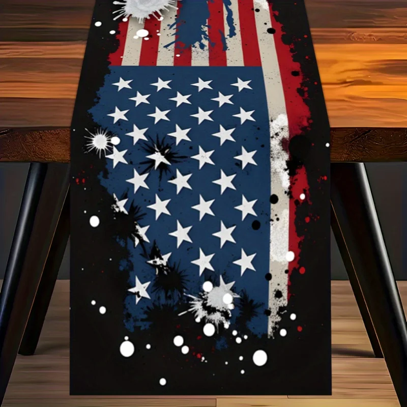 VIKAMA Retro Usa Flag Table Runner Adds Edgy Patriotic Style To Your Table Ideal For Holiday Celebrations Themed Events And Home