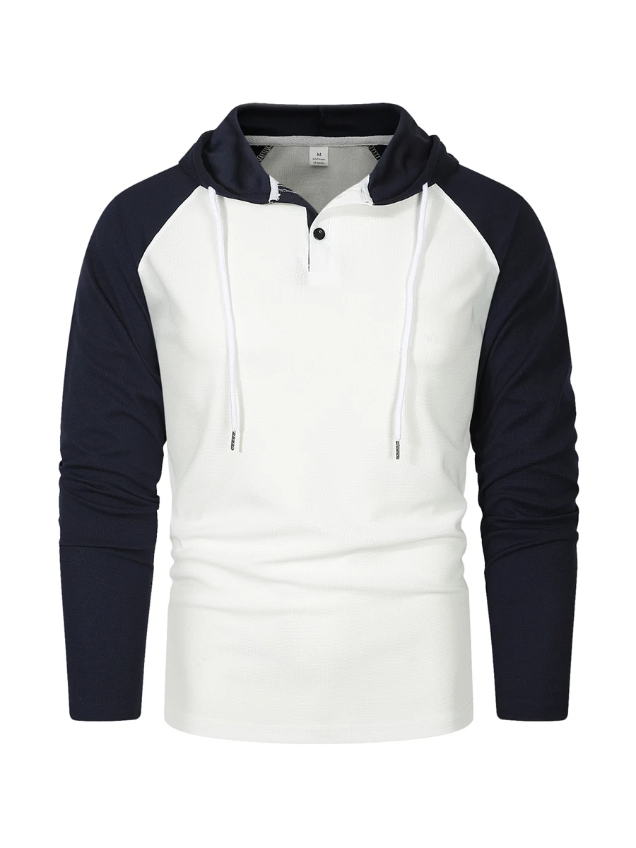 سترة بغطاء للرأس للرجال بجيب ملون وجيب رياضي وفي الهواء الطلق، ملابس كاجوال رائعة للربيع والخريف، ملابس بقلنسوة #1