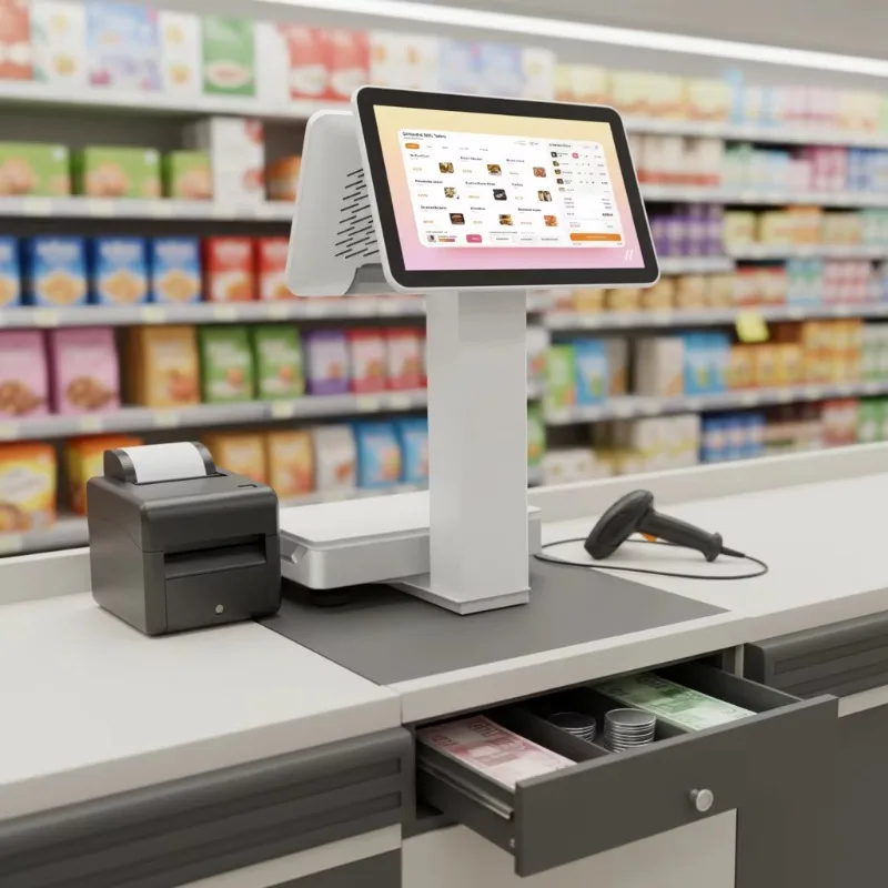 15.6 Inch Pos System All in One Restaurant Ordering Kiosk Point of Sale System Payment Terminal Cash Register Pos With AI Scale