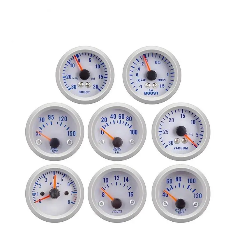 GAUGE 2 Inch 52mm LED Auto Refit Car Pointer Boost: Water Temp Oil Temp Pressure Tachometer Volt Vacuum