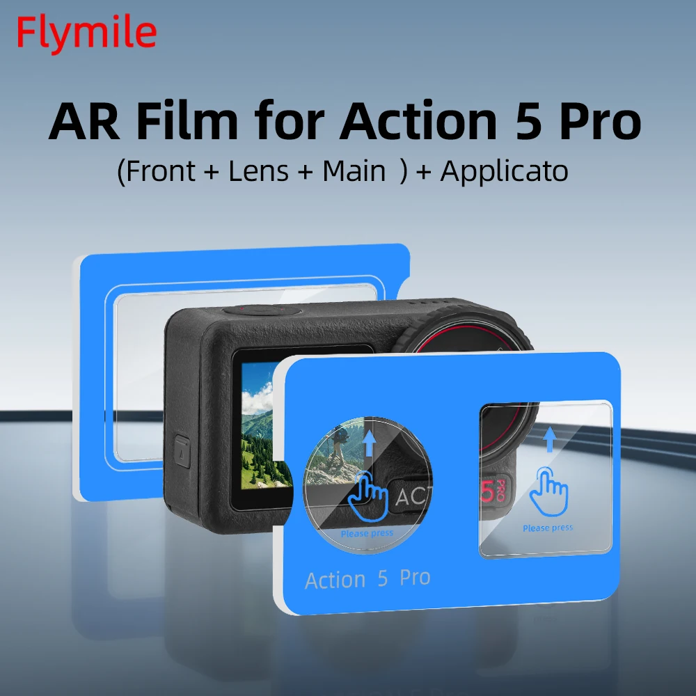 Flymile Displayschutzfolie für DJI Action 5 Pro, Kameraobjektiv-Bildschirm, AR, kratzfeste Folien mit installiertem Werkzeugzubehör – Detail 1