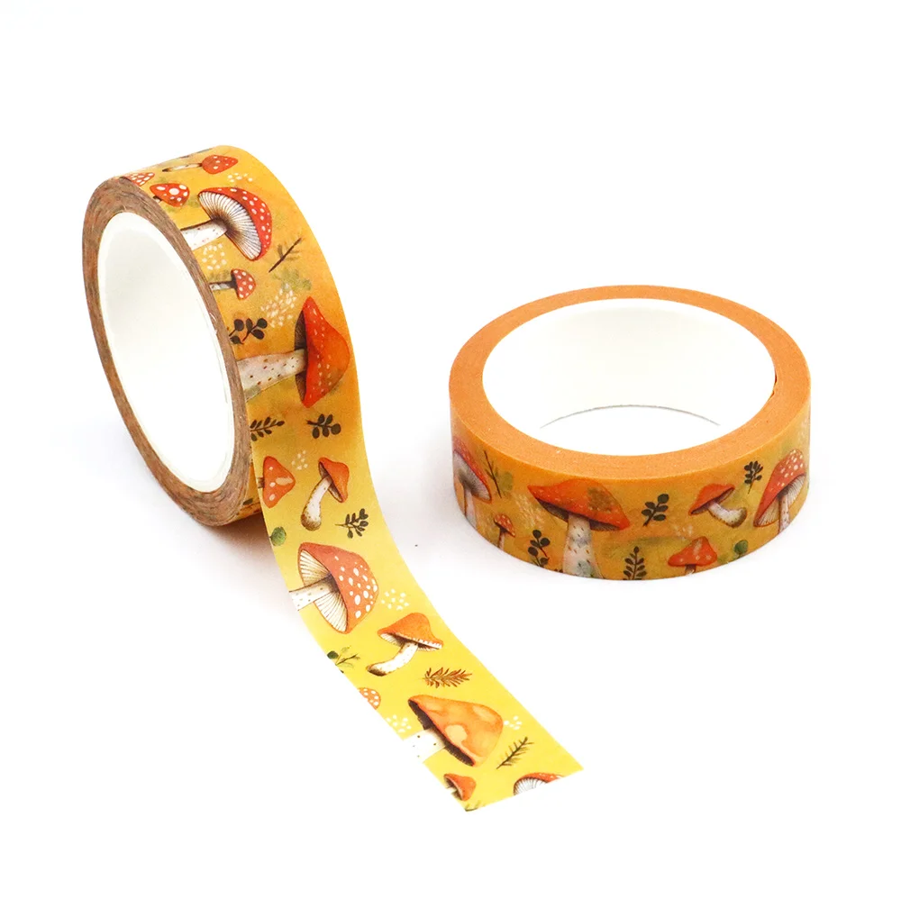 1PC 15mm x 10m seamless patterns with Autumn Mushroom Masking Adhesive Washi Tape stationery office supplies tape sticker