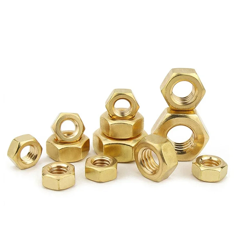 M2 M2.5 M3 M4 M5 M6 M8 M10 M12 M14 M16 M18 M20 M22 M24 Solid Brass Copper Hex Hexagon Nut  Screw Bolt Metric Thread