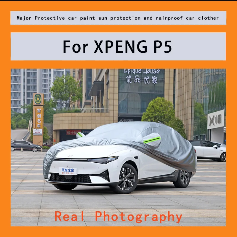 

﻿﻿For XPENG P5 Car Covers Outdoor Waterproof Dustproof Sun Rain Snow Protection Thick Oxford Cloth Full Outer Cover