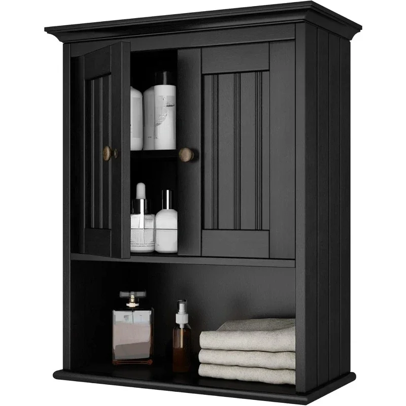 Wood Wall Cabinet Bathroom Medicine Cabinet Storage with Doors and Adjustable Shelf Wall Mount for Bathroom, Livingroom