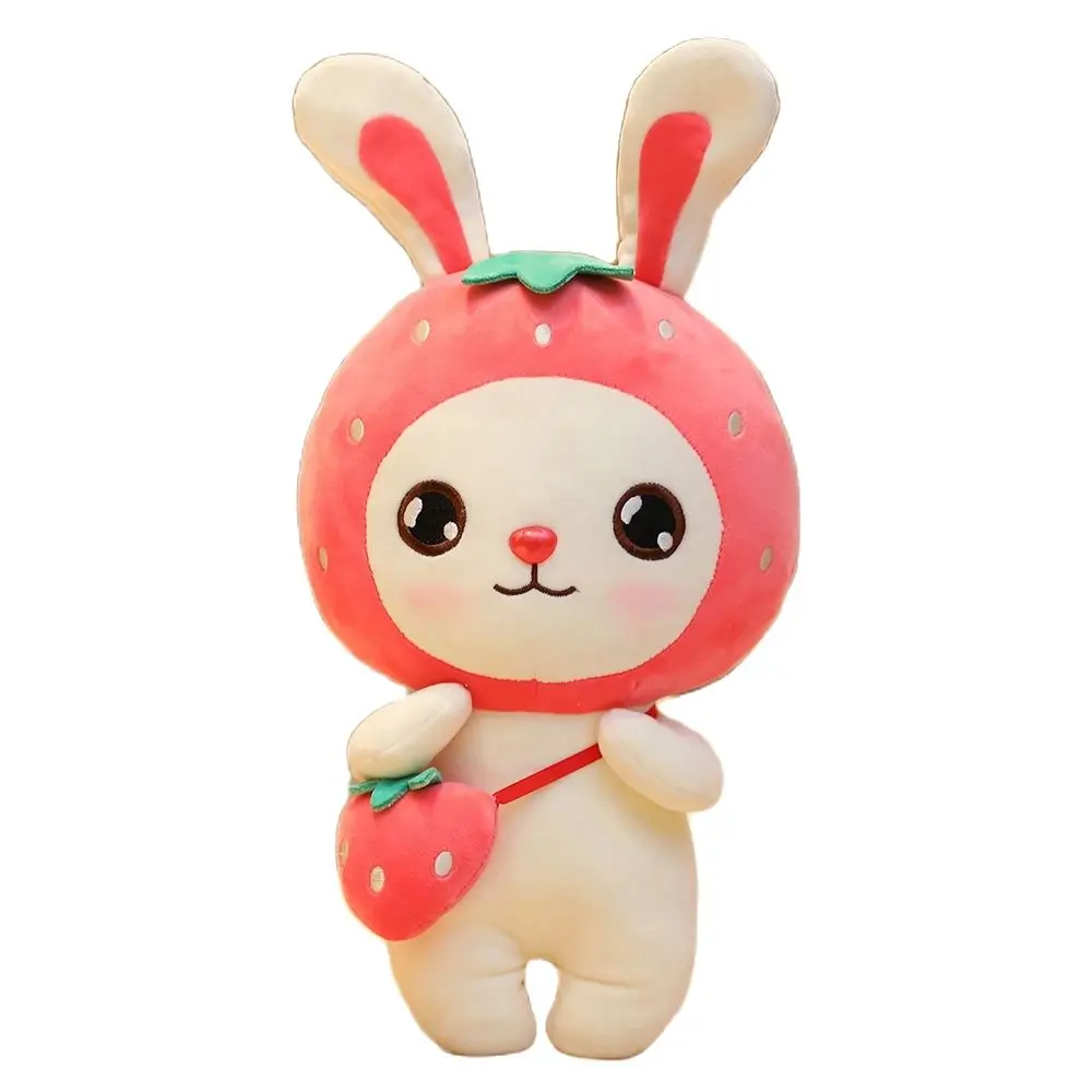 

30CM The Cute Fruit Rabbit Plush Toy Small White Rabbit Doll Strawberry Transformed Into A Backpack Rabbit Children's Gift