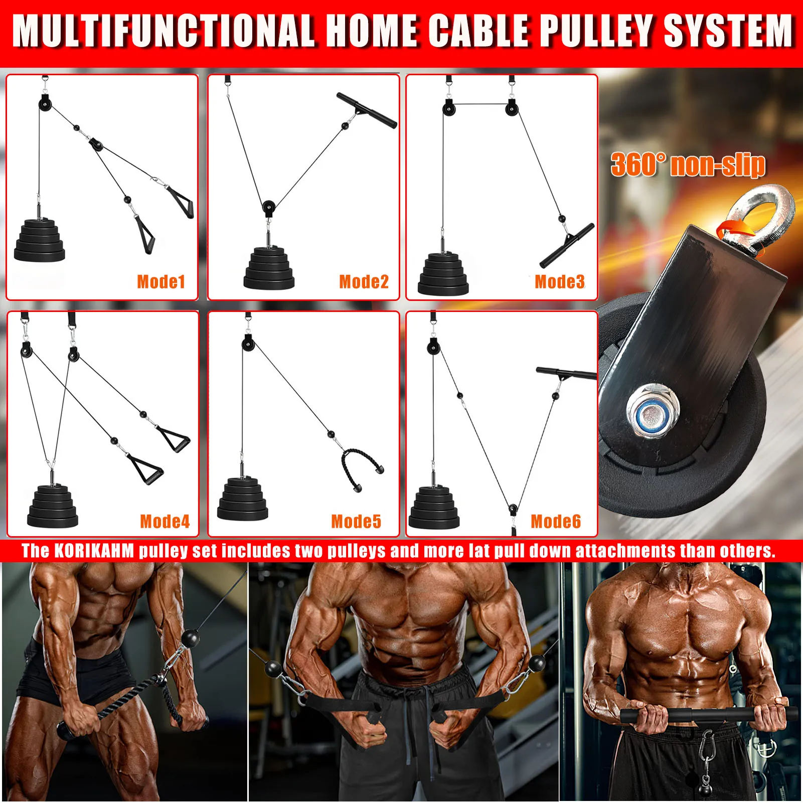 Fitness DIY Pulley Cable Machine Set Blaster Trainer Arm Biceps Triceps Strength Trainning Attachment Home Gym Workout Equipment