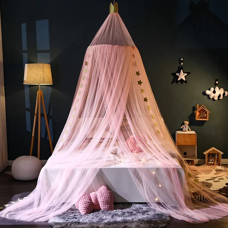 Crib Netting Tent 7 Colors Baby Bed Hanging Mosquito Net Dome Bed Canopy Mosquito Net Bedcover Curtain Round Kids Room Decor