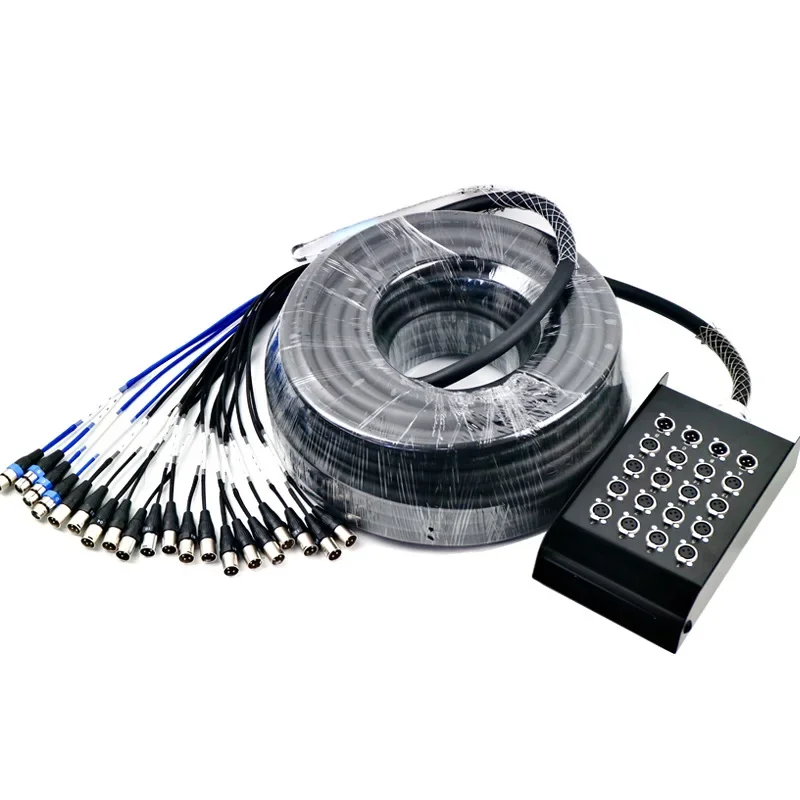 2026/20-Way Multi-Channel Audio Cannon Signal Line Junction Box PVC Braid Shielded Copper Conductor XLR Cables for Stage Lightin