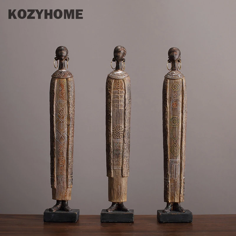 

African Figure Women Sculpture African Tribe Statue, Tribal Lady Figurine Statue Decor, Resin Crafts Gift Desktop Ornaments