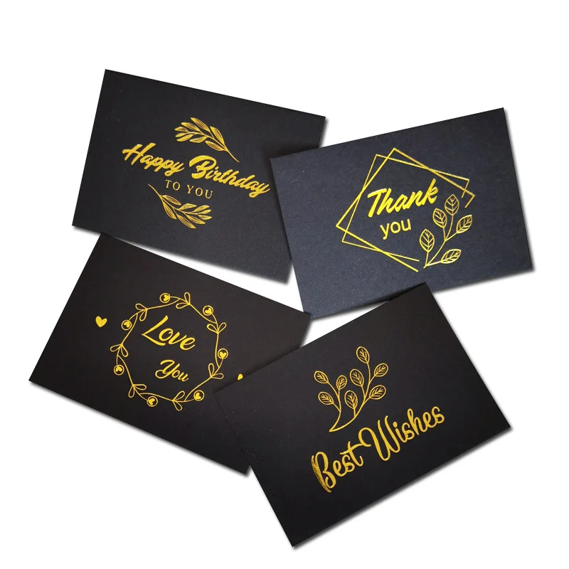 50pcs/lot bronzing thank you for you best wishes Folding card gift message card DIY decoration Holiday greeting card envelope