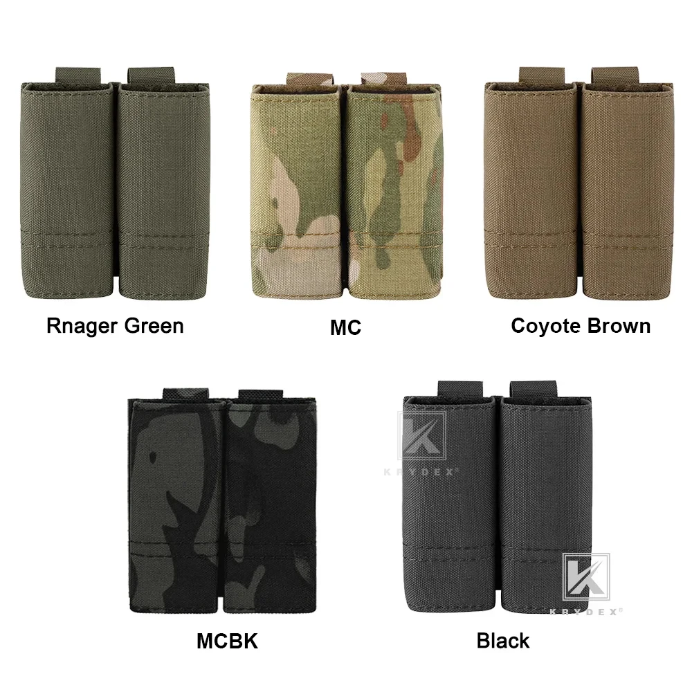 KRYDEX 9mm Pistol Double Mag Pouch Tactical Nylon Molle Magazine Pouches Holster Quick Release Insert Hunting Gun Accessories