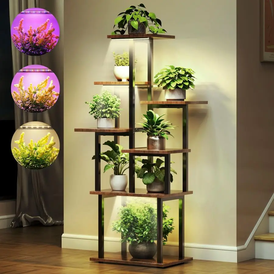 

Plant Stand Indoor with Grow Lights, 45 Tiered Metal plant Shelf, 45 Tall Plants Stand for Indoor plants Multiple, Large