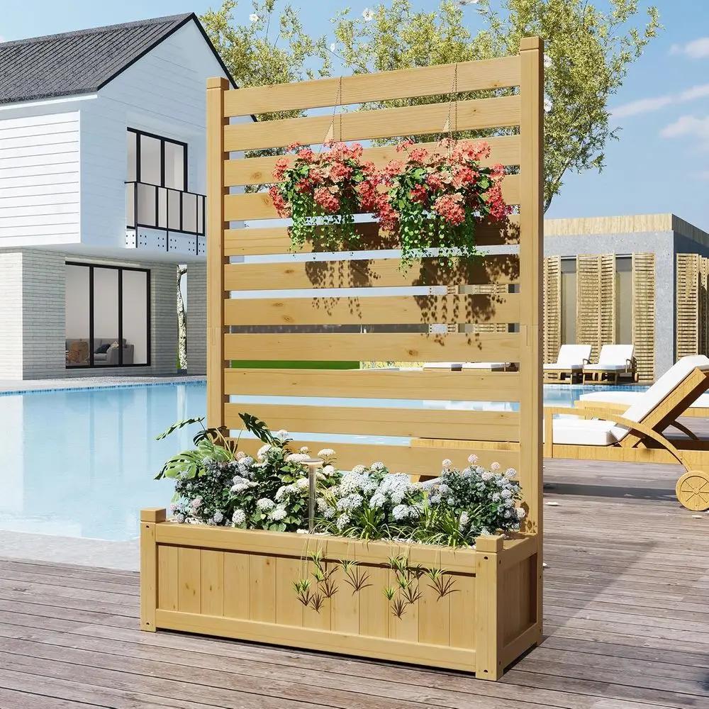 

Easy Install Solid Wood Privacy Fence with Built-In Planter for Outdoor Spaces