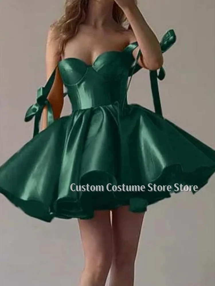 Robe de soirée Ultra courte Vintage personnalisée, col licou détachable, nœud papillon, ligne a, ourlet bouffant, multicolore, pour bal de promo