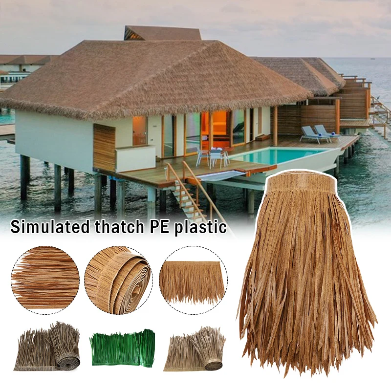 

1M Plastic DIY Fake Straw Carpet Trim Artificial Straw Mat Palm Simulation Thatch Roof Decor Straw Roofing Panel Bar Hut Blind