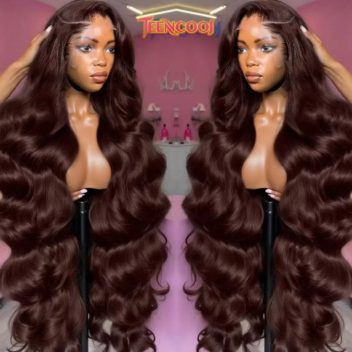 

200 Density Chocolate Brown Body Wave 13X4 Lace Front Human Hair Wigs 30 34 Inch Brown 13x6 HD Lace Frontal Wig For Black Women