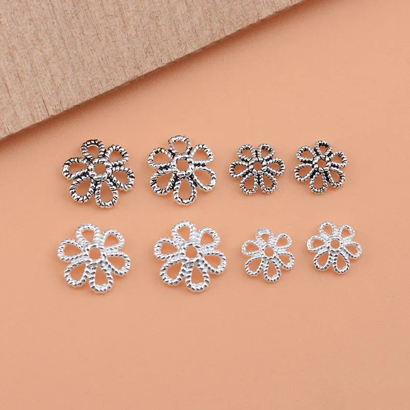 10pcs925 Sterling silver flower compartments Handmade DIY beaded material jewelry accessories