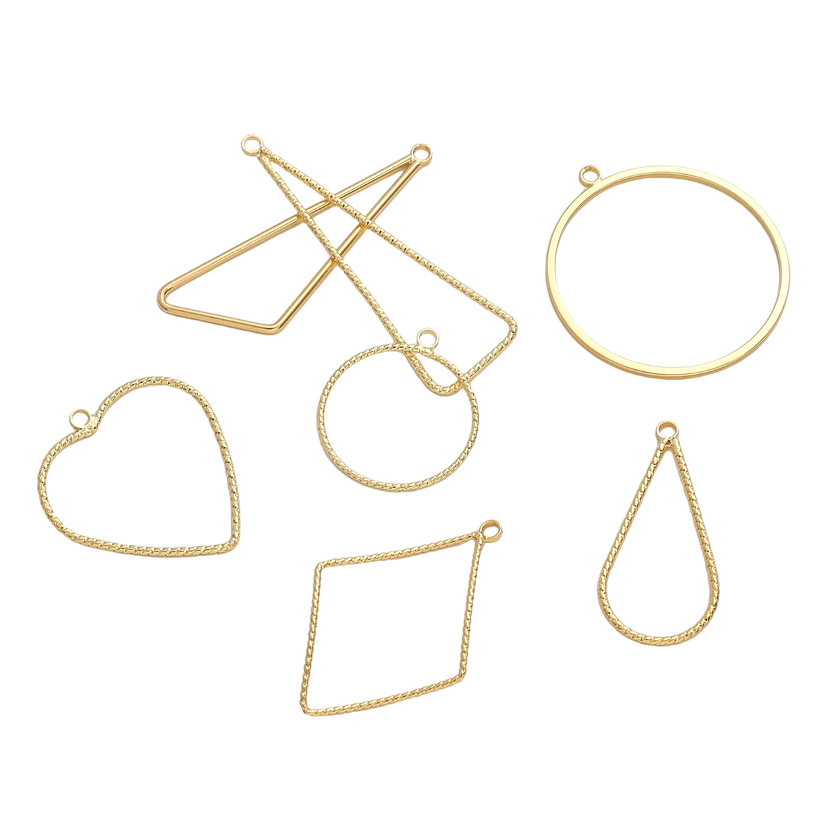 1pcs 14K Gold Plated Copper Frame Hollow Geometry Charms Heart Pendant for DIY Necklace Earring Jewelry Making Bezel Setting