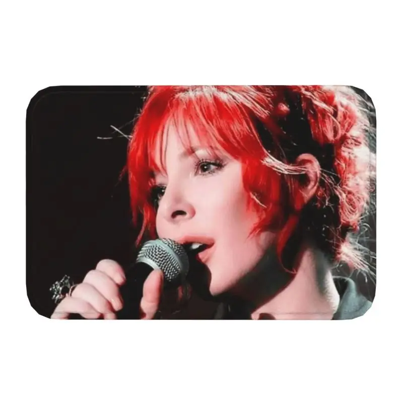 Beautiful Mylene Farmer Front Door Mat Anti-Slip Indoor Absorbent French Singer Doormat Kitchen Balcony Entrance Rug Carpet