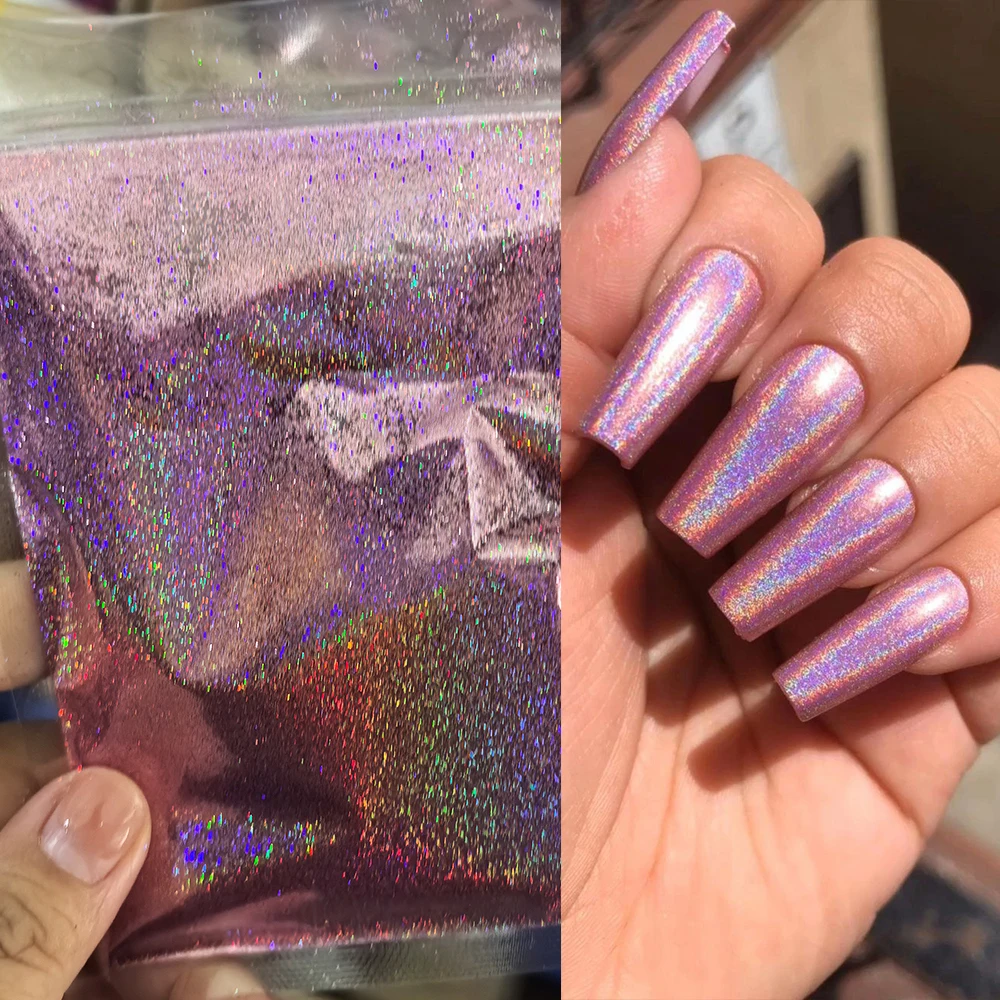 10 g/bolsa de polvos de purpurina para uñas de color rosa cereza, pigmento brillante iridiscente, polvo para uñas de 0,2mm, suministros para manicura de purpurina fina