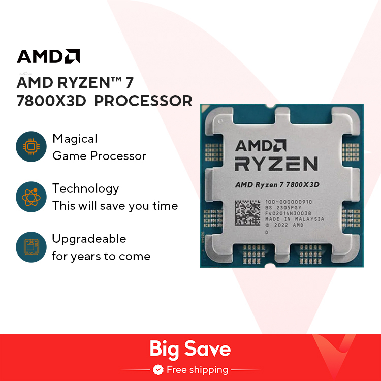  AMD Ryzen 7 7800X3D R7 7800X3D 5.0 GHz 8-Core 16-Thread CPU 5NM 96M 100-100000910 Socket AM5 New Tray Without cooler 