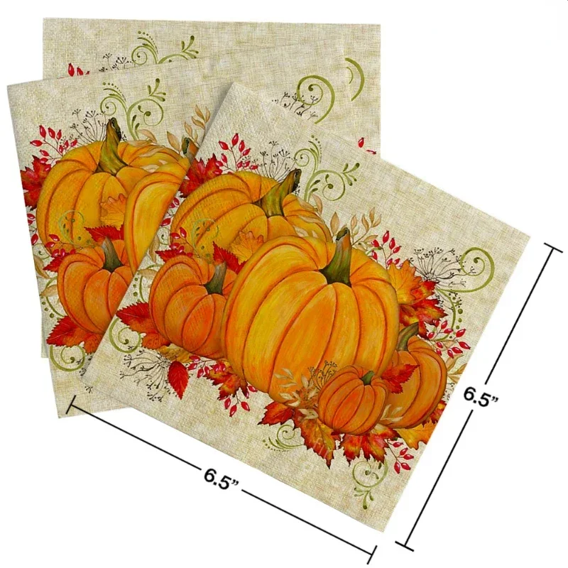 Fragrance Free Tissue Paper Festive Halloween Party Pumpkin Colourful Food Grade Printed Tissue Paper 33 Napkins 10/20pcs