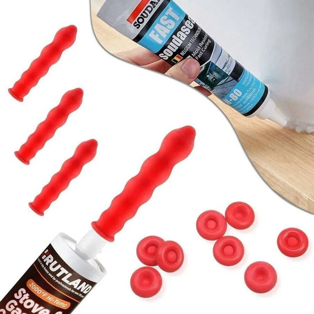 20Pcs Red Caulking Nozzles Cap Glass Glue Tip Saver Open Tube for Preserving Caulk Latex Tube Sealer Adhesives Tools Set Sealant