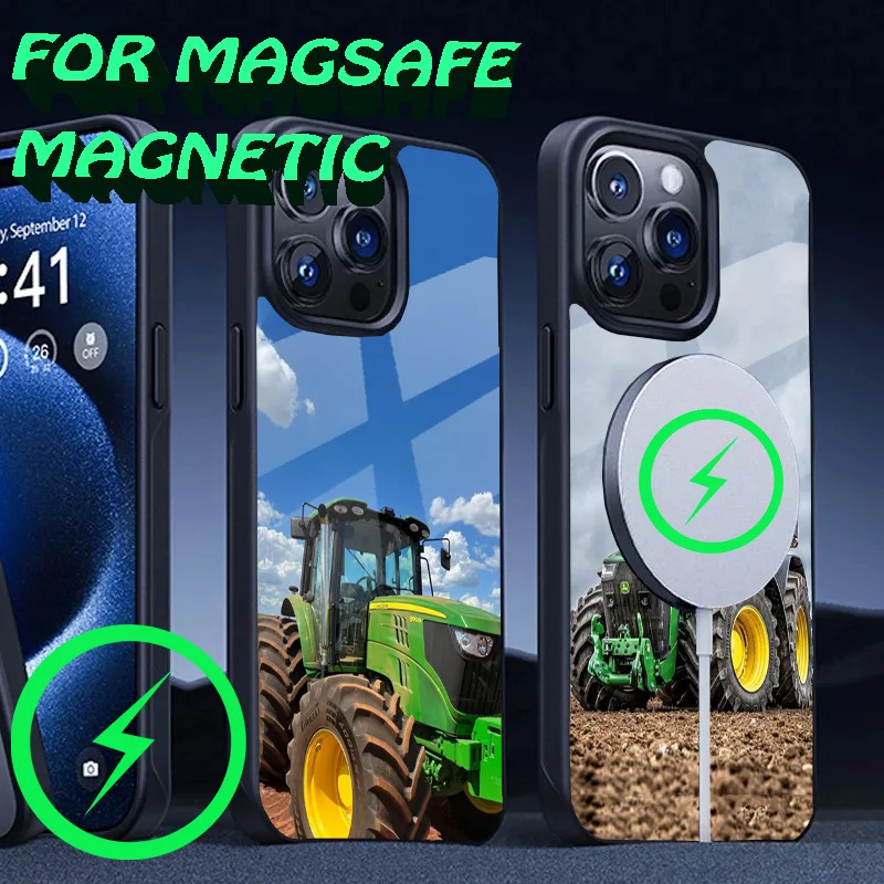 TOPLBPCS Fendt Tractor Phone Case para iPhone 16,15,14,13,12,11,Plus,Pro,Max Mini Magsafe Carregamento sem fio magnético