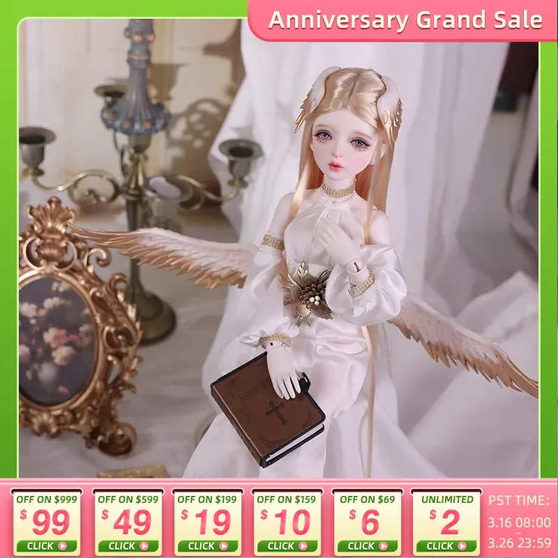 Uriel BJD Doll 1/4 Fantasy Angel Magic Wing Clan Saint Greek Mythology Metal Tassel MSD Resin Children Dolls Girls