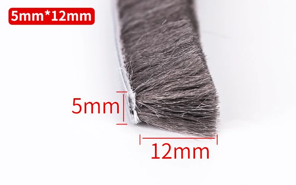 10m/20m Roll 5*12mm Card Slot Seal Strip for Sliding Windows Sash Doors Draught Excluder Brush Weatherstrip Tape Pile