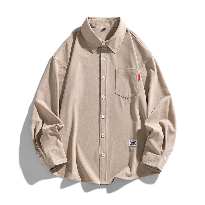 

2025 Spring Plus Size Men Shirt Corduroy Long Sleeve Shirt Oversized Vintage Solid Shirt 9xl 8xl Large Size Leisure Blouse Male