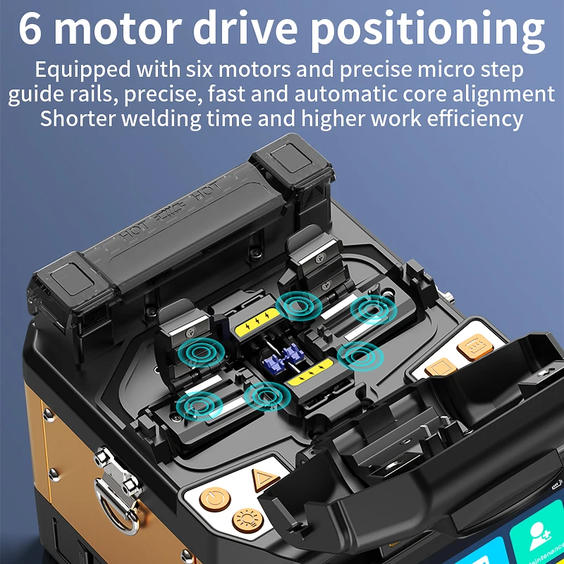 COMPTYCO A-80F/A-10 Optical Fiber Fusion Splicer Multilingual Touch Screen 6 Motors Fiber Optic Fusion Machine Built-in VFL OPM