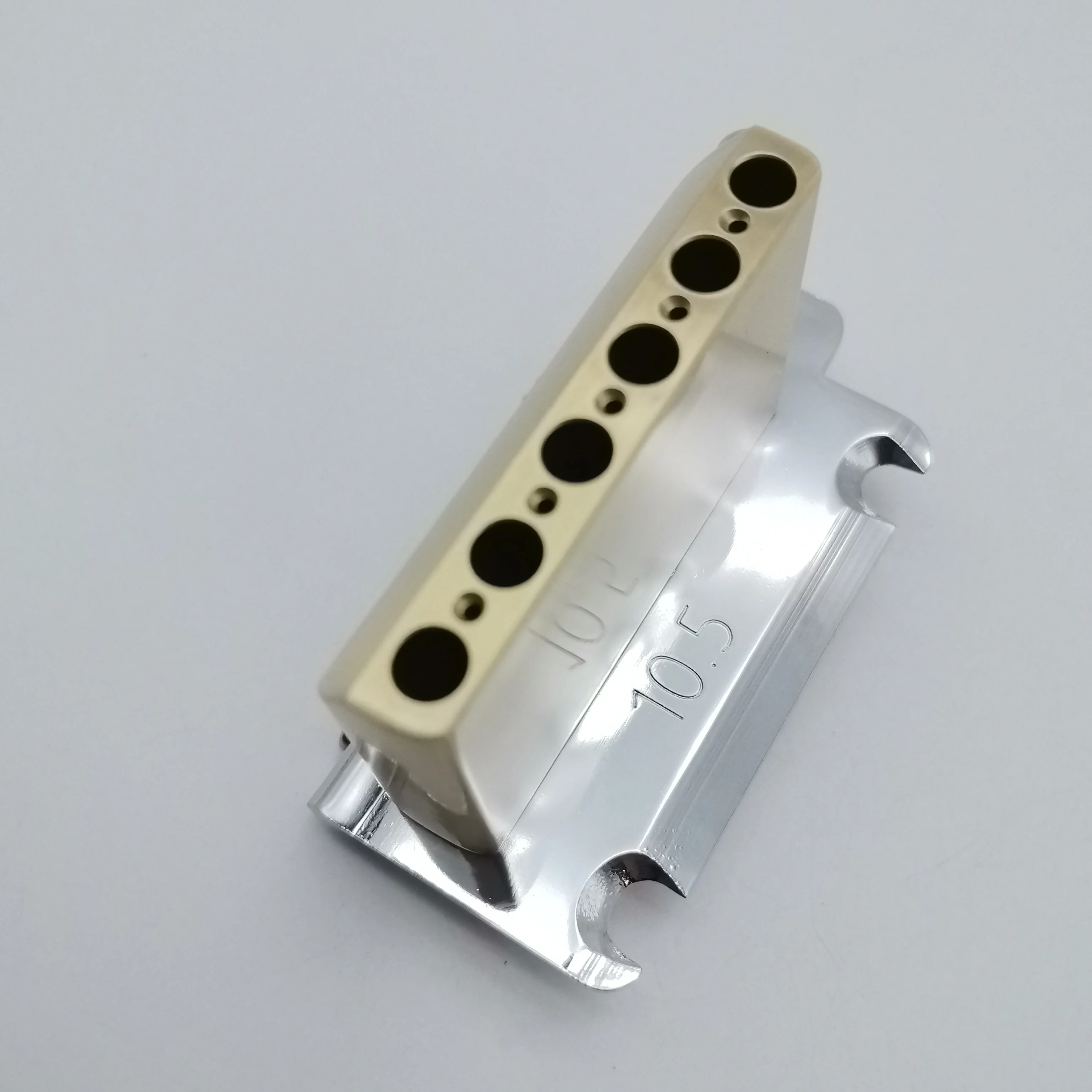 2-Point Locking Tremolo Bridge Upgraded with Solid Brass Block Vintage Saddles, 52.5mm String Spacing Chrome